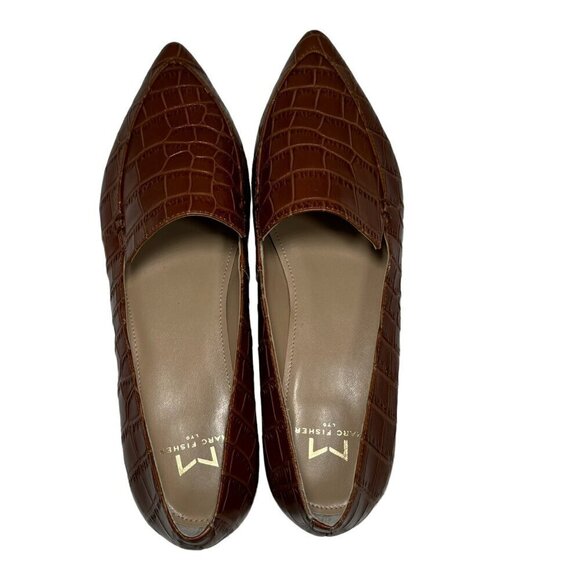 Marc Fisher, Zurri Pointed Toe Flats in Cognac Croco Embossed Leather 7 NEW‎ - Picture 5 of 7